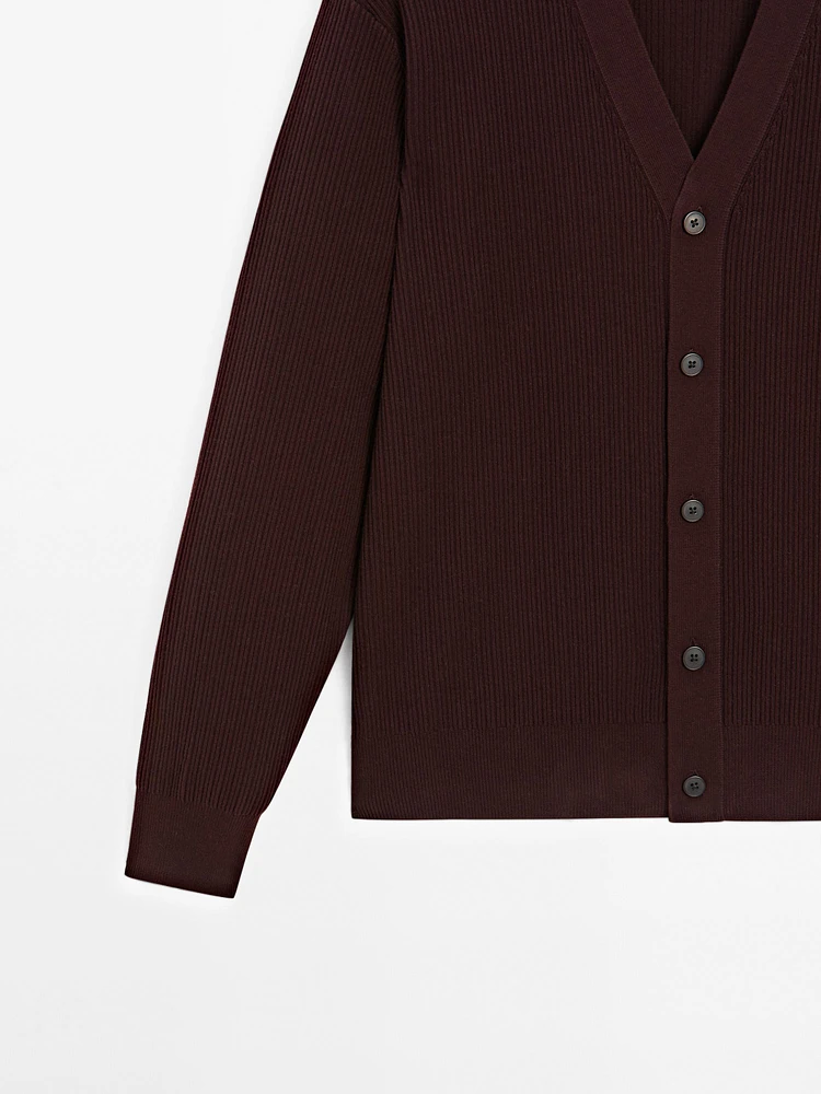 Cardigan texturé 100 % coton