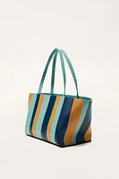 LIMITED EDITION STRIPED LEATHER SHOPPER