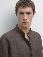 Relaxed fit overshirt with a stand collar