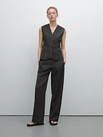 Cotton blend waistcoat with ribbon detail