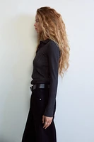 CABLE KNIT POLO TOP