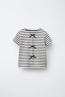 RIBBED T-SHIRT WITH BOWS