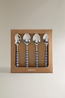 SET OF DESSERT SPOONS WITH STRIPED HANDLES (SET OF 4)