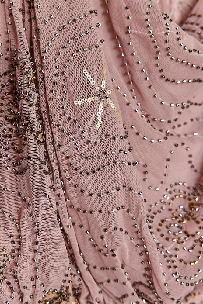 BEADED AND SEQUINED MINI DRESS