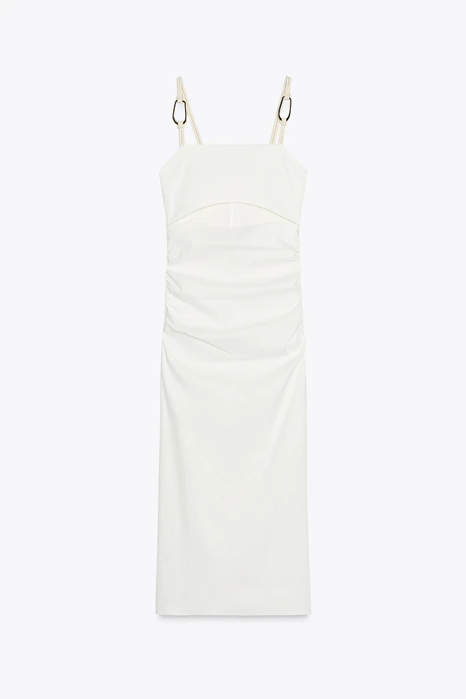CUT OUT DRAPED MIDI DRESS
