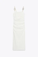 CUT OUT DRAPED MIDI DRESS