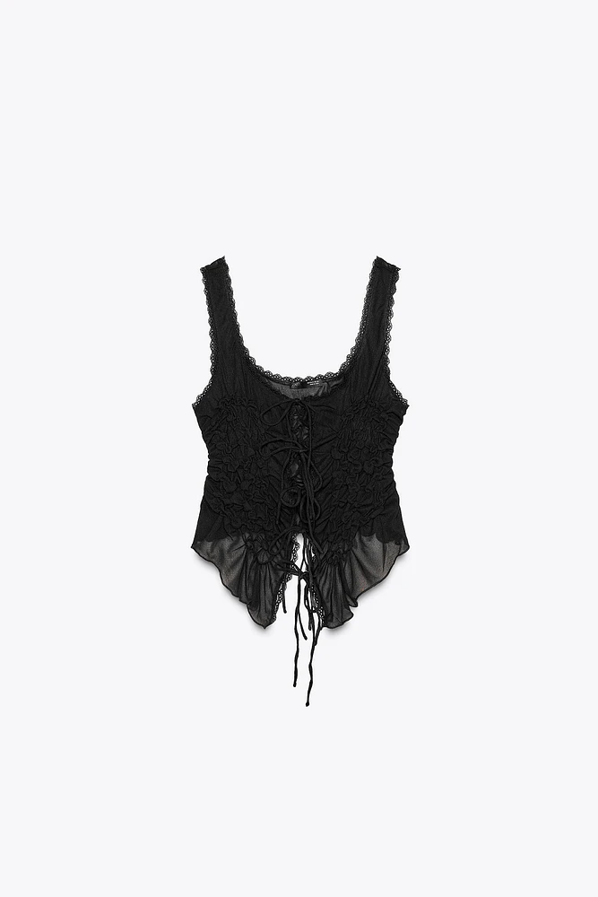 TIED RUCHED TOP