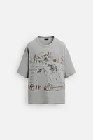 T-SHIRT EN MAILLE IMPRIMÉ DÉLAVÉ