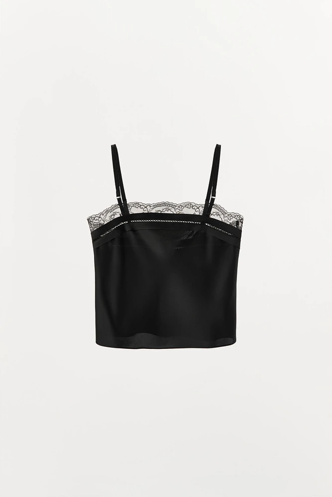 SATIN LACE ENTREDEUX TOP