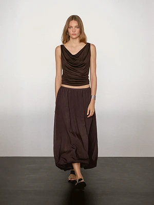 Flowing draped neck top