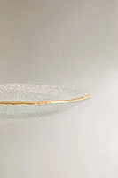 RAISED GLASS CHARGER WITH GOLD RIM