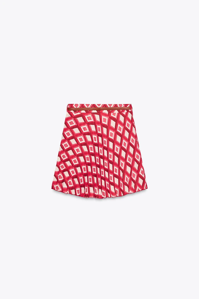 MINI JUPE À IMPRIMÉ GÉOMÉTRIQUE AVEC CEINTURE