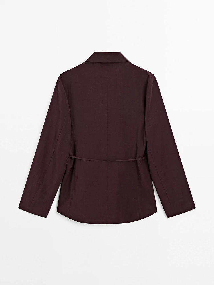 Semi-textured blazer with belt