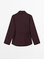 Semi-textured blazer with belt