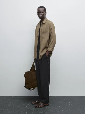 Regular fit linen check shirt