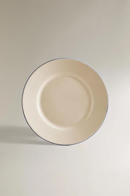 STONEWARE DESSERT PLATE WITH RIM DETAIL