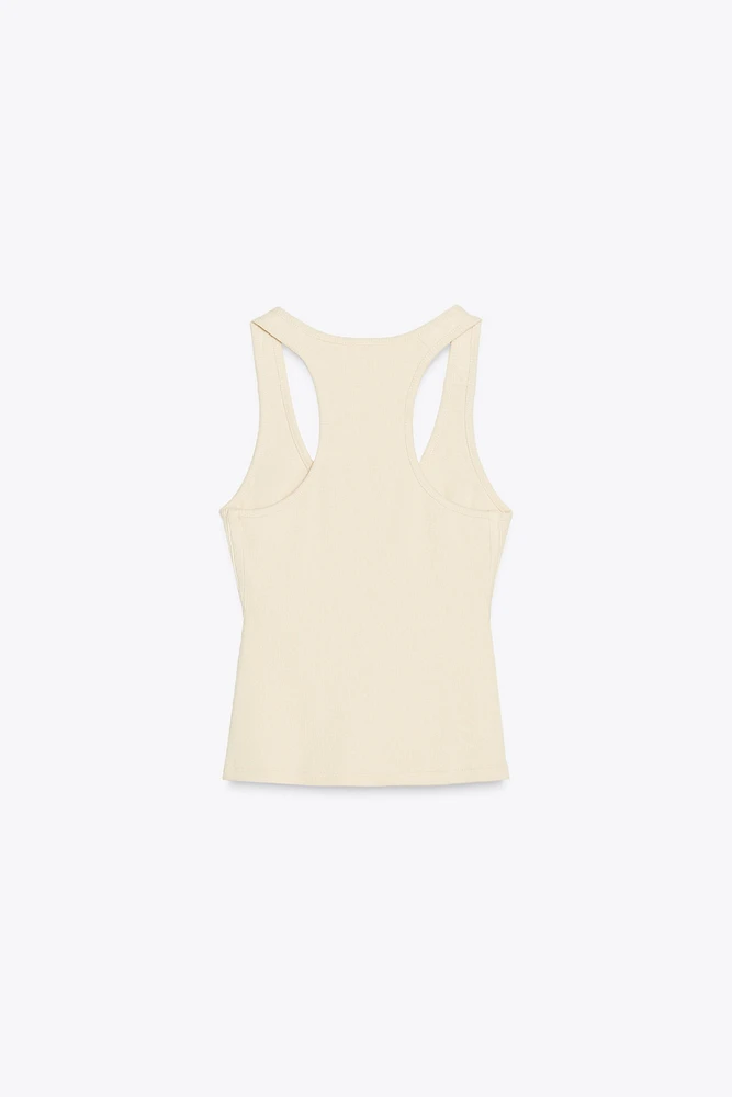 RIBBED ZIPPER T-SHIRT