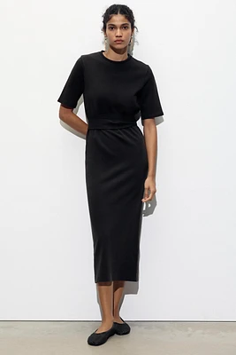 BELTED INTERLOCK DRESS