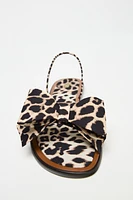 ANIMAL PRINT BOW FLAT SANDALS