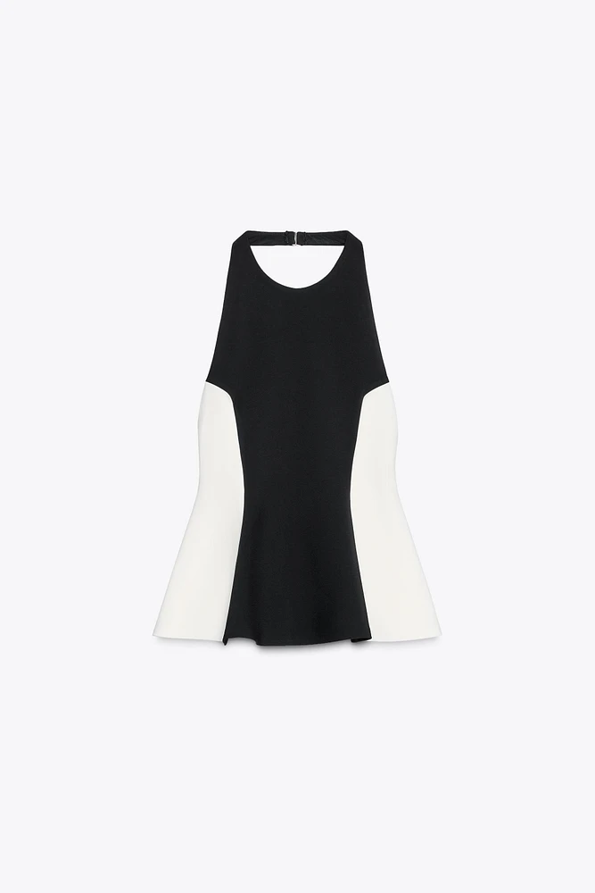 CONTRAST HALTER TOP