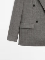 Blazer chiné croisé en laine mélangée