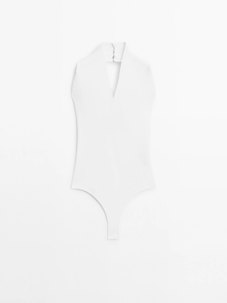 Body en maille à encolure américaine V - STUDIO