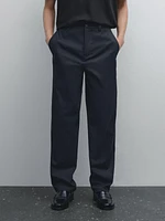 Slim fit cotton blend trousers.
