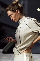 CONTRAST PIPING BOMBER JACKET