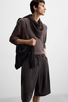 WIDE FIT PLEATED BERMUDA SHORTS