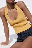 RIBBED HALTER TOP