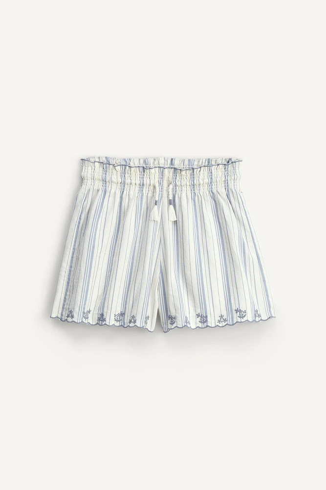 LIMITED EDITION STRIPED EMBROIDERED SHORTS