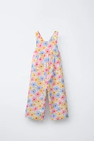 FLORAL LINEN BLEND LONG JUMPSUIT