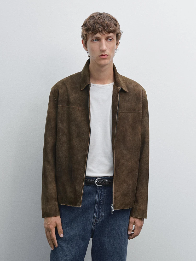 Blouson en cuir caprin finition daim