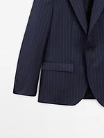 100% wool striped suit blazer