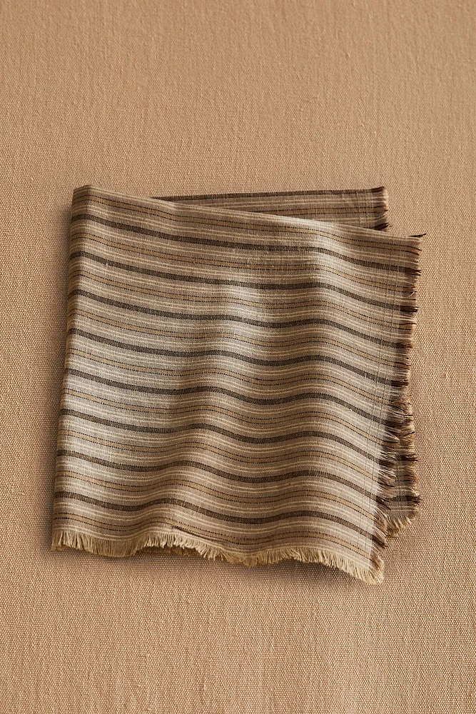 LOT SERVIETTES DE TABLE EN LIN COTON RAYURES