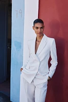 DOUBLE BREASTED SHOULDER PAD BLAZER