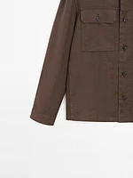 100% linen stand collar overshirt