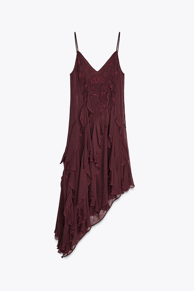 ZW COLLECTION EMBROIDERED ASYMMETRIC DRESS