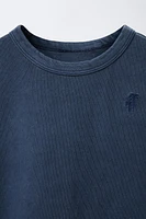 T-SHIRT SANS MANCHES TEINT EN PIÈCE BRODÉ