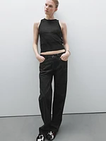 Semi-sheer crew neck top