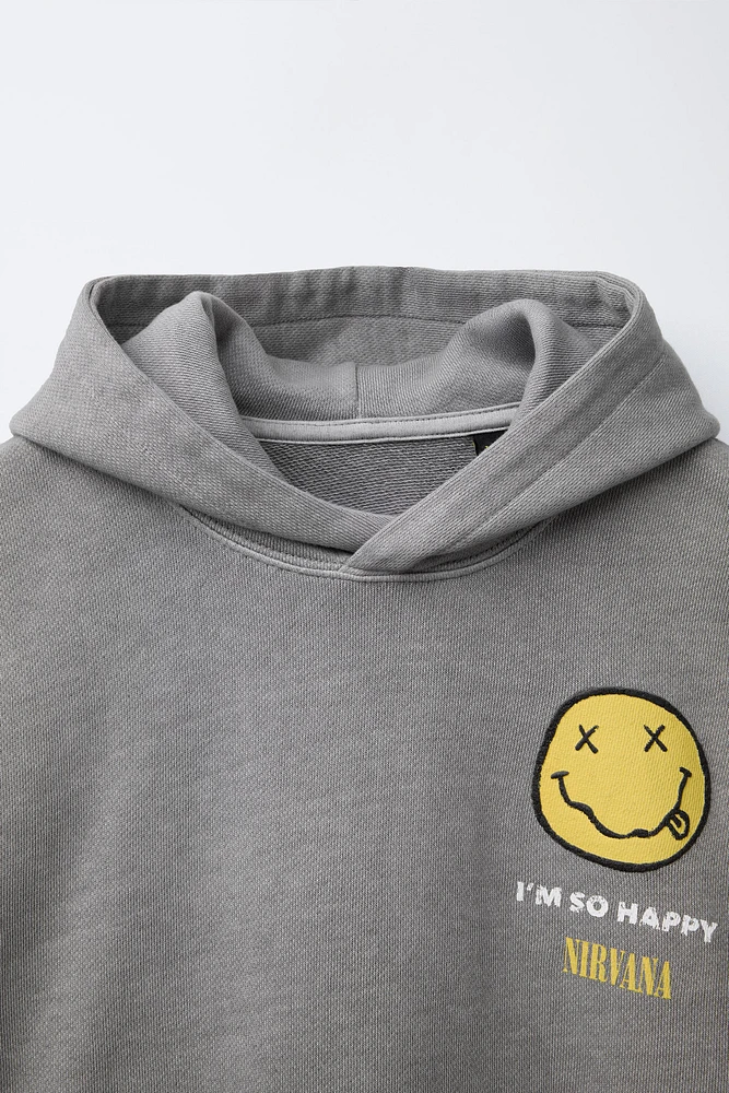 NIRVANA ® WASHED EFFECT HOODED SWEATSHIRT