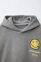 NIRVANA ® WASHED EFFECT HOODED SWEATSHIRT