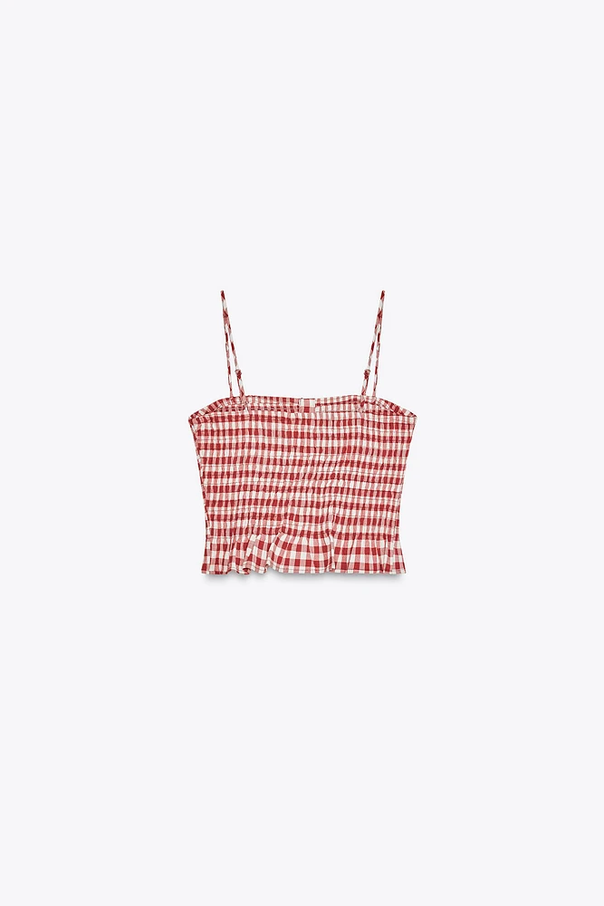 GINGHAM CROPPED TOP