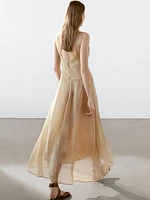 Flowing V-neck midi dress