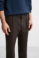 100% LINEN PLEATED PANTS