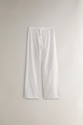 EMBROIDERED PANTS WITH LILIES
