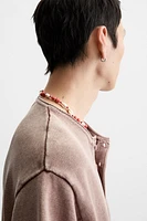 WASHED KNIT BUTTON-UP T-SHIRT