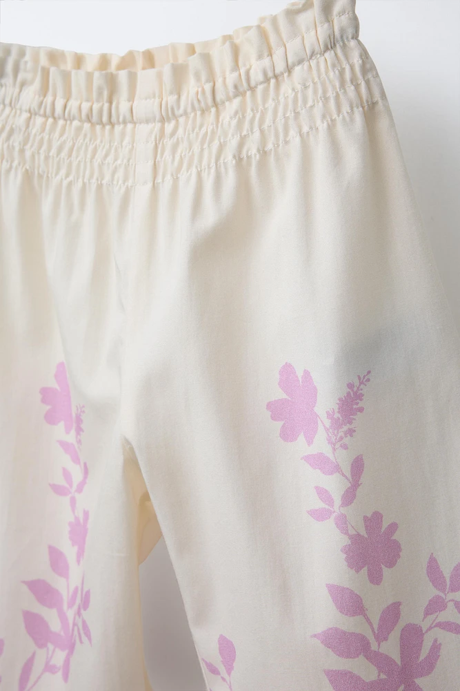 FLORAL POPLIN PANTS