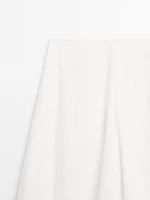 Flared linen blend skirt with seam details