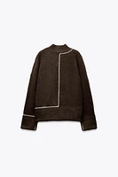 KNIT SWEATER WITH CONTRASTING PIPING